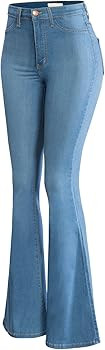 URBAN K Women's Classic High Waist Denim Bell Bottoms Jeans | Amazon (US)