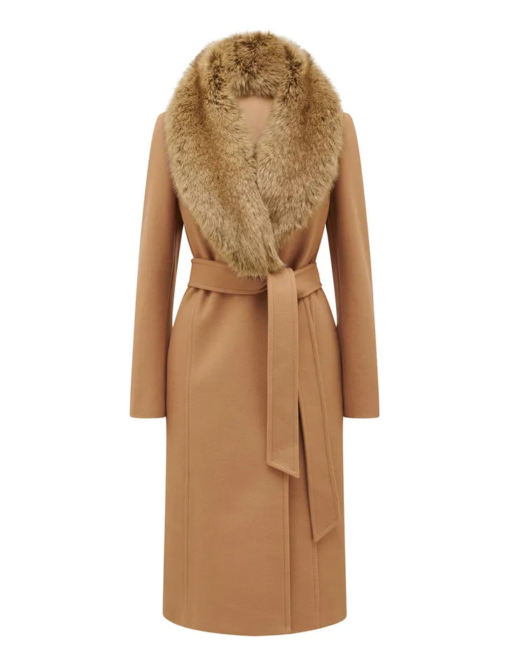 Monica Faux Fur Collar Wrap Coat | Forever New (UK & IE)