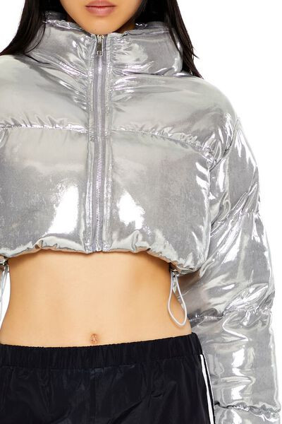 High-Shine Cropped Puffer Jacket | Forever 21