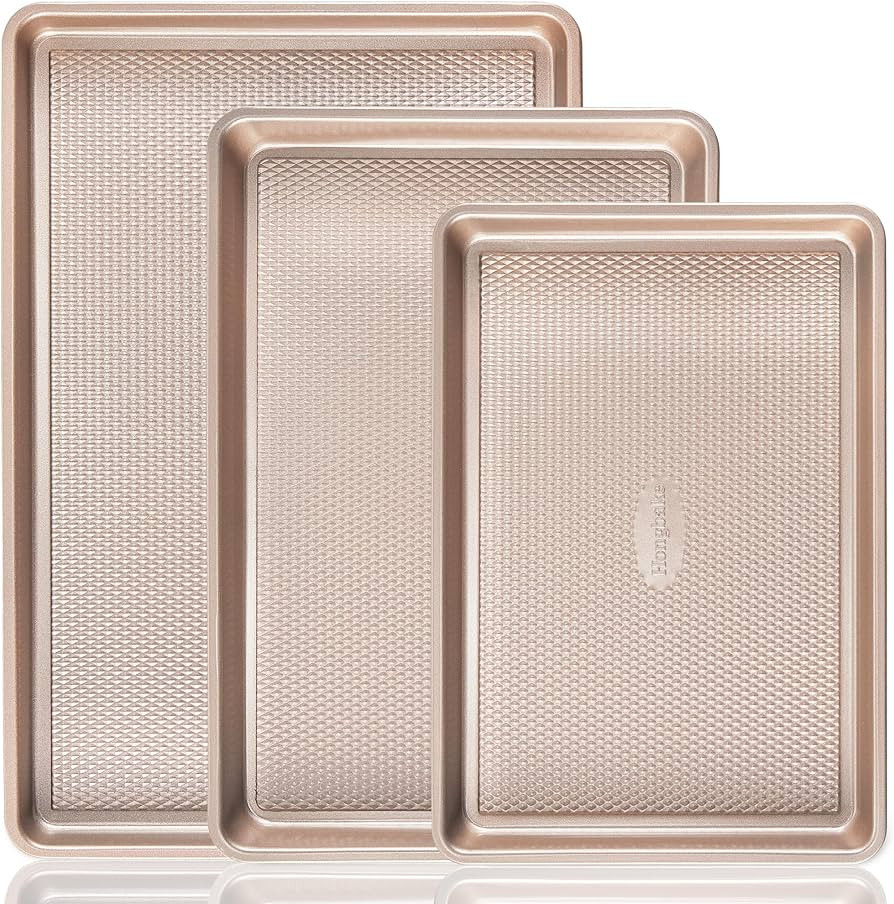 HONGBAKE Baking Sheet Pan Set, Cookie Sheets for Oven, Nonstick Half/Quarter/Jelly Roll Pans with... | Amazon (US)