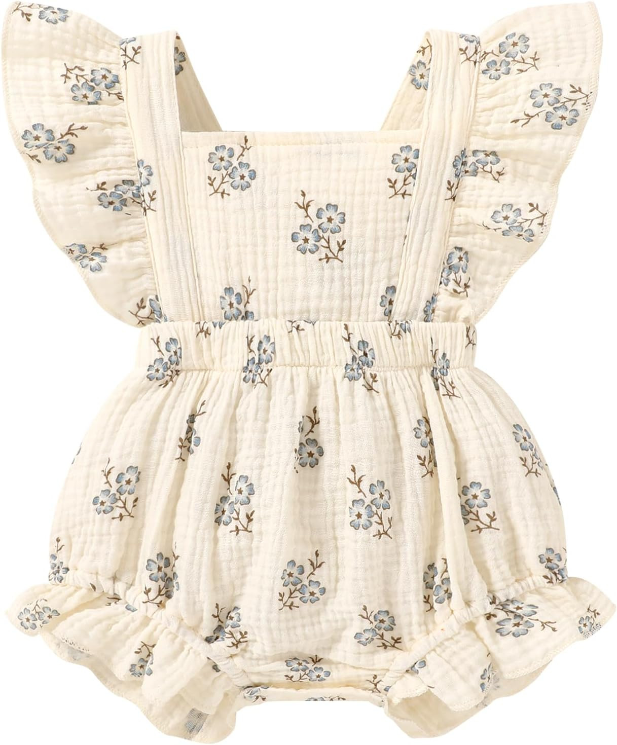 YOUNGER TREE Toddler Baby Girl Ruffled Sleeveless Romper Casual Summer Jumpsuit Cotton Linen Clothes | Amazon (US)