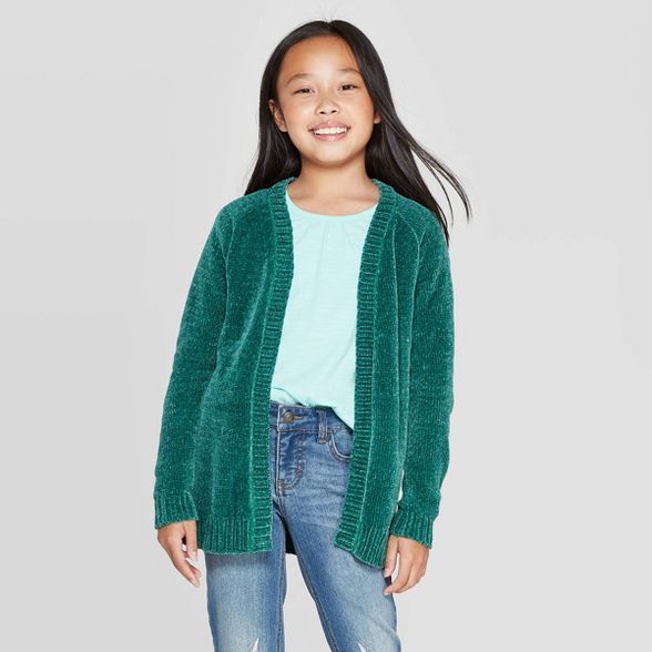 Girls' Long Sleeve Open Layering Sweater - Cat & Jack™ Jade | Target