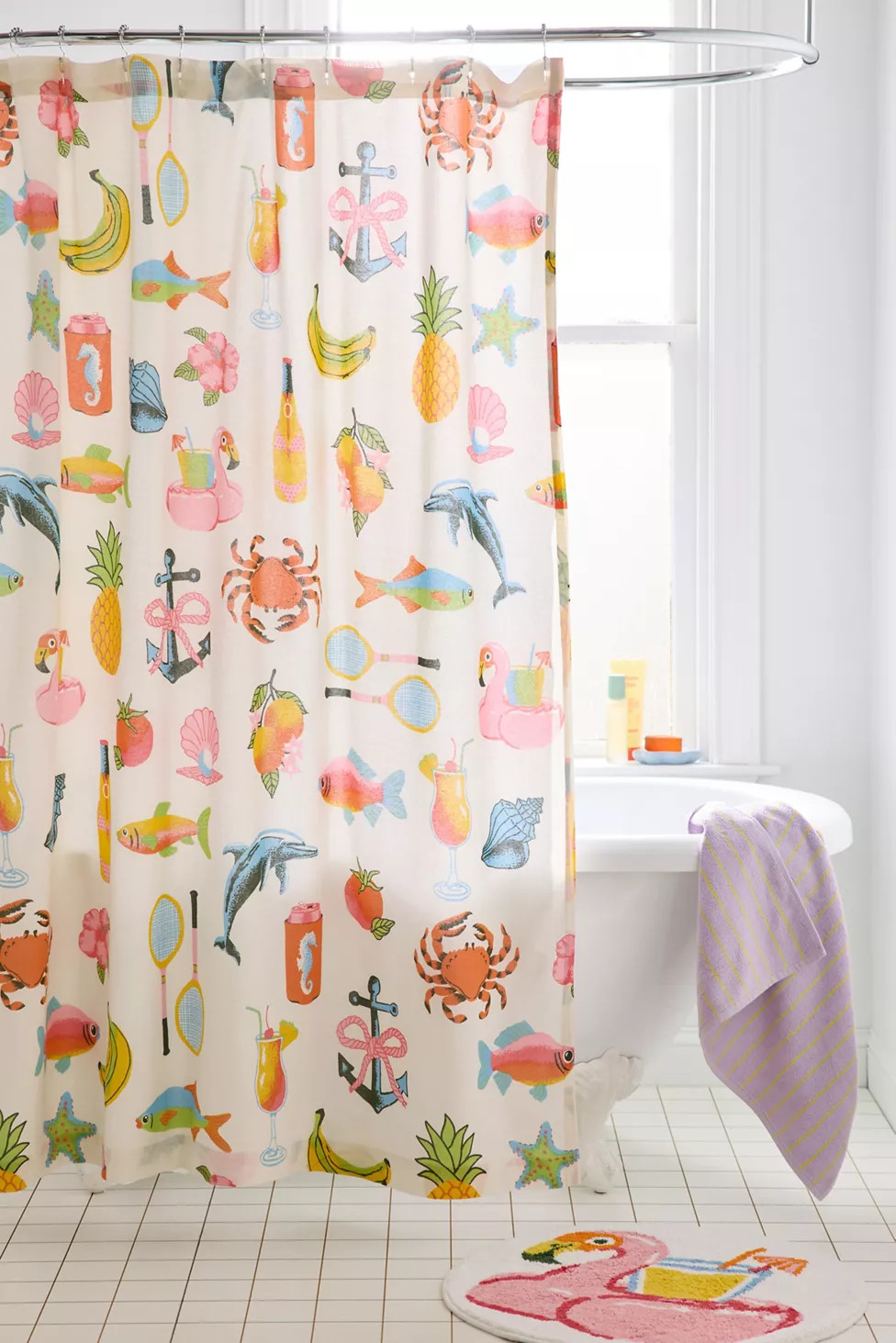 Tropical Vacay Icon Patterned Shower Curtain | Urban Outfitters (US and RoW)