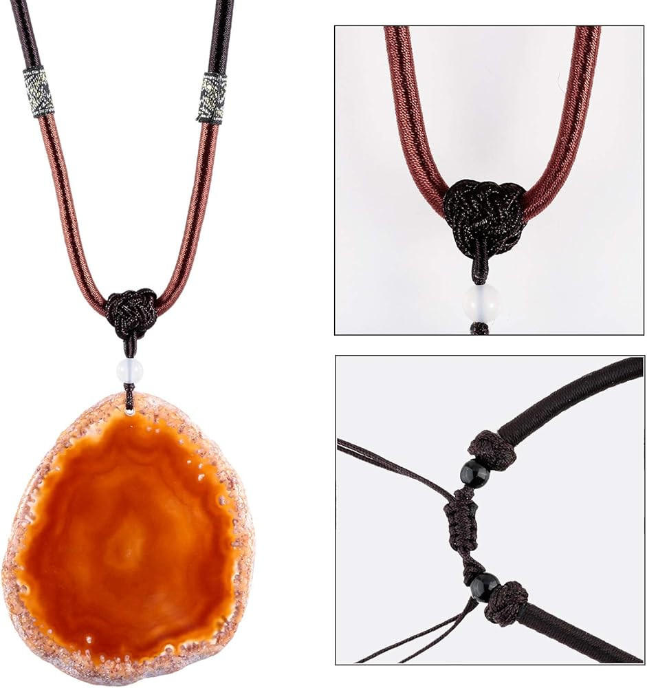 SUNYIK Natural Agate Slice Stone Pendant with Chain for Women, Healing Crystal Necklace for Men, ... | Amazon (US)