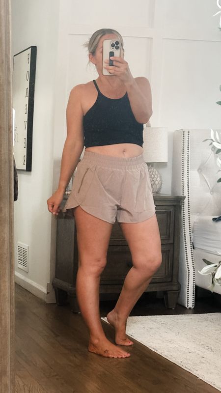 Loving these!!! Size up 1 in the shorts for a more comfortable, looser fit. I’m in a large. The bramis are my true size medium  

#LTKstyletip #LTKmidsize #LTKfindsunder50