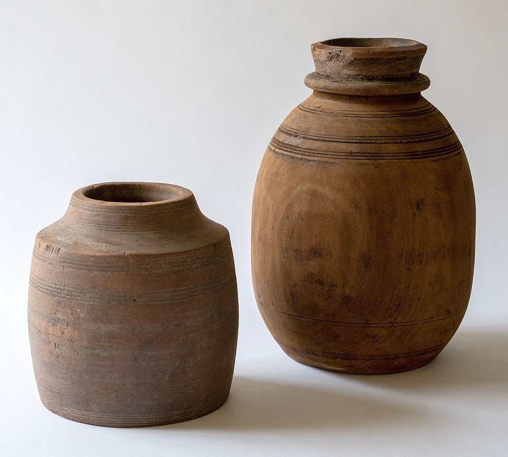 Mango Wood Urns - Set of 2 | Pottery Barn (US)