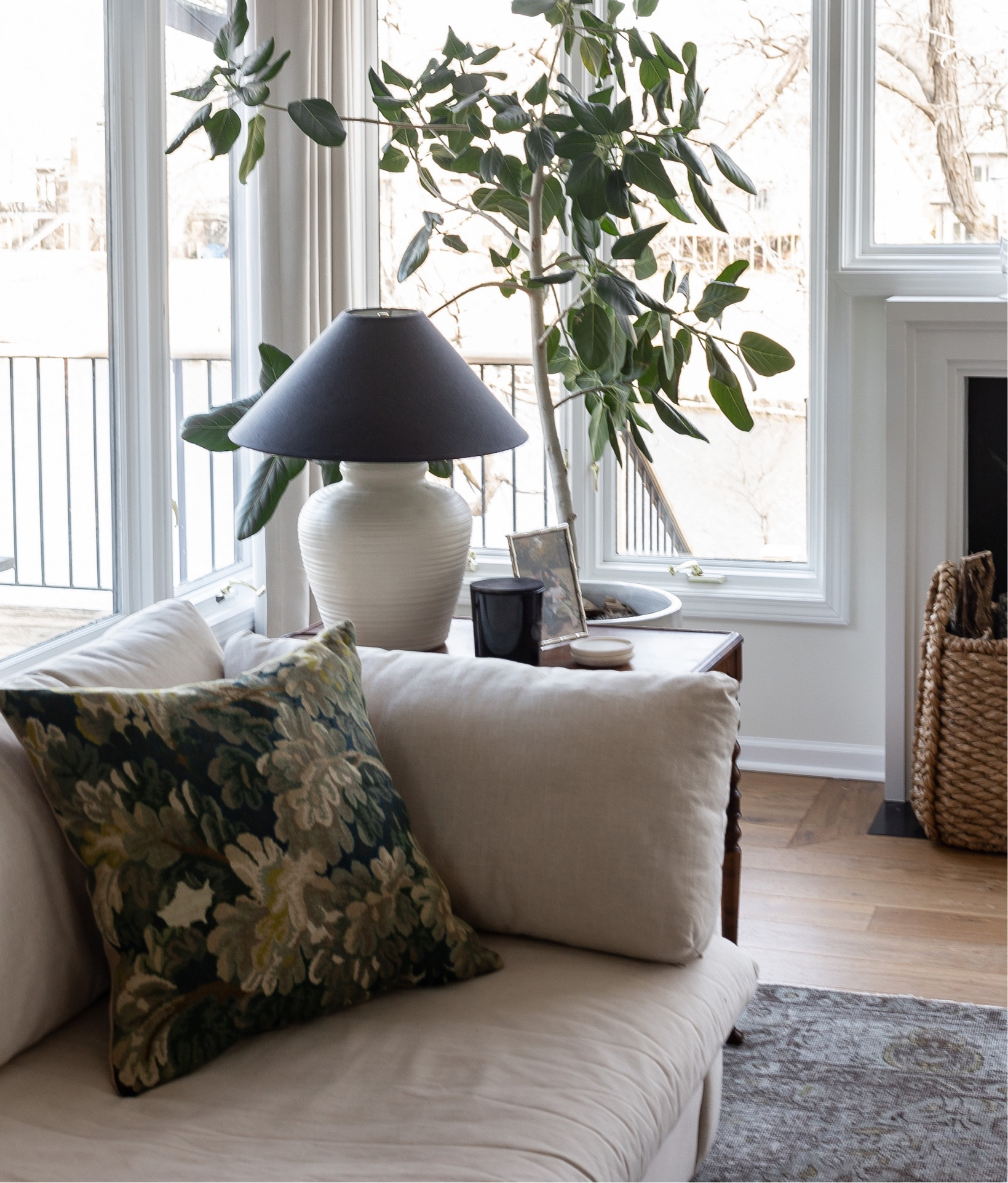 Living room update 🤍 slowly adding color/pattern and couldn’t love this new throw pillow more 

#LTKstyletip #LTKFind #LTKhome
