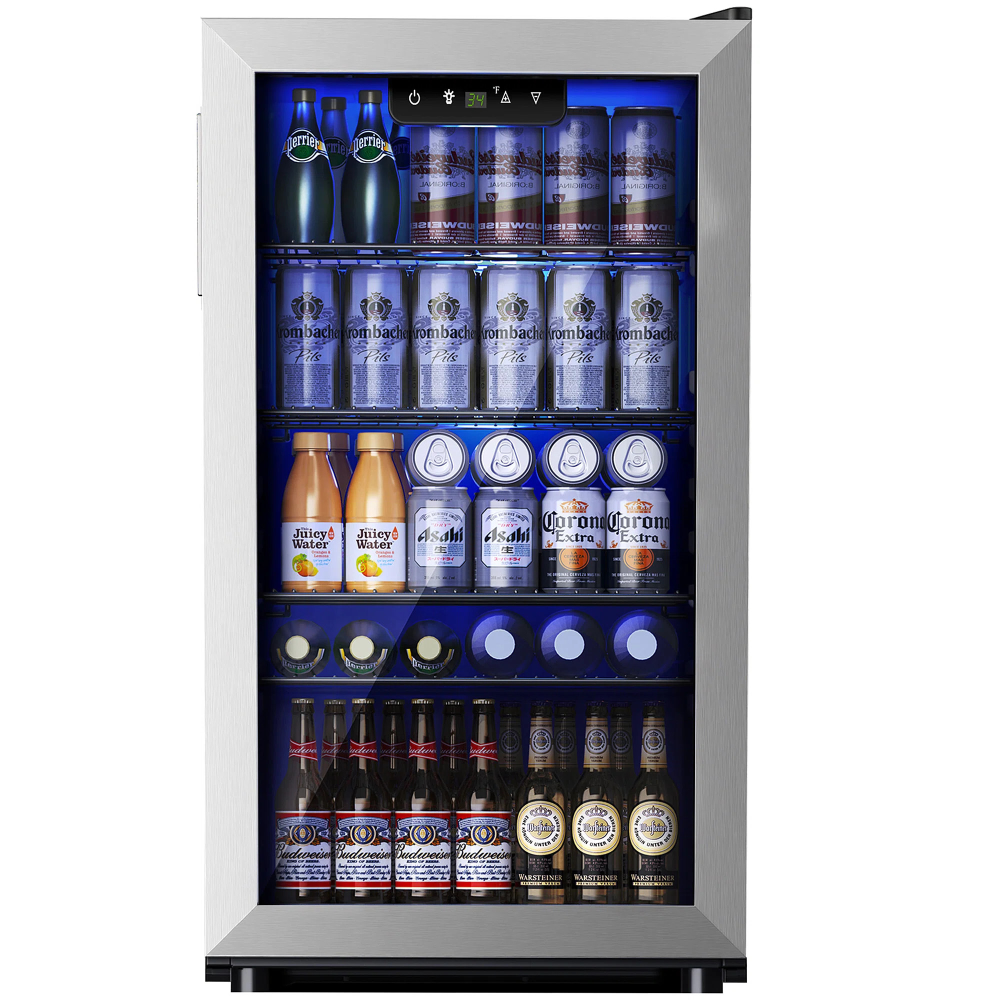 Simzlife 126 Cans 3.2 Cubic Feet Freestanding Beverage Refrigerator with Glass Door | Wayfair North America