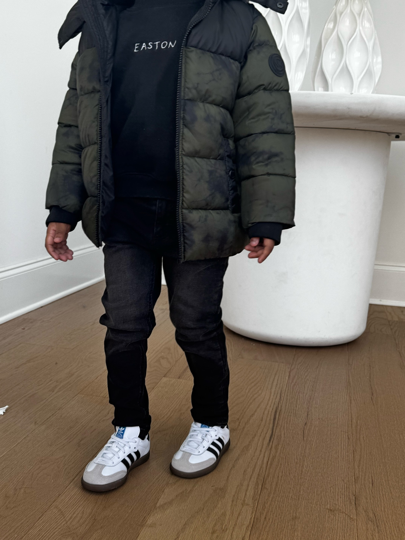 Toddler boy fashion! Zara for the custom crewneck Michael kit for the coat! Loving these adidas on Easton  

#LTKFindsUnder100 #LTKStyleTip #LTKKids