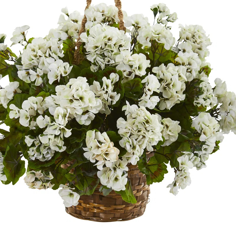 19in. Geranium Hanging Basket Artificial Plant UV Resistant (Indoor/Outdoor)ByAugust Grove®4.4Ra... | Wayfair North America