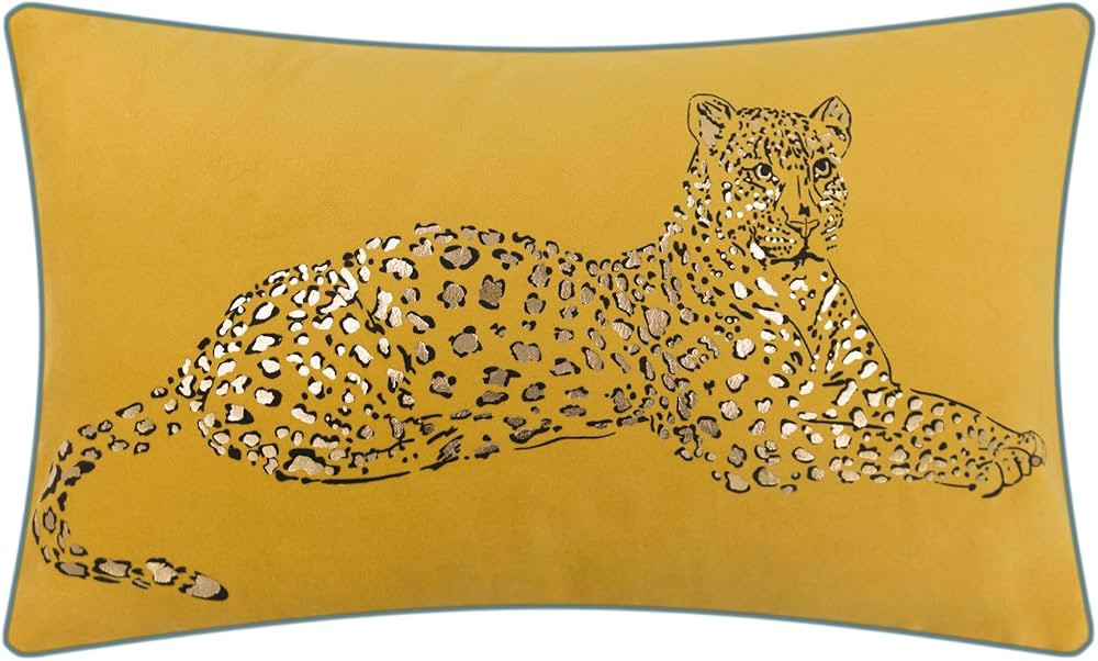 JWH Leopard Print Throw Pillow Cover Decorative Velvet Pillow Case with Gold Foil Printing Cushio... | Amazon (US)