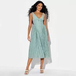 Women's Midi Lace Basque Empire Waist Dress - Wild Fable\u2122 Slate Blue XXS | Target