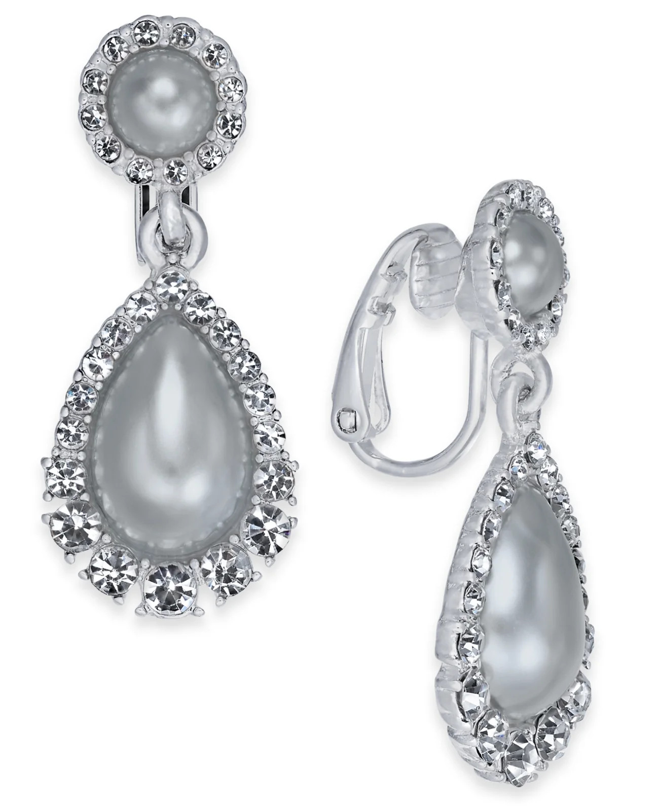 Charter Club Crystal & Imitation Pearl Clip-On Drop Earrings – Gray - Walmart.com | Walmart (US)