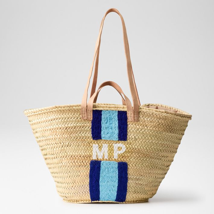 Hand Painted Straw Beach Bag | Mark and Graham