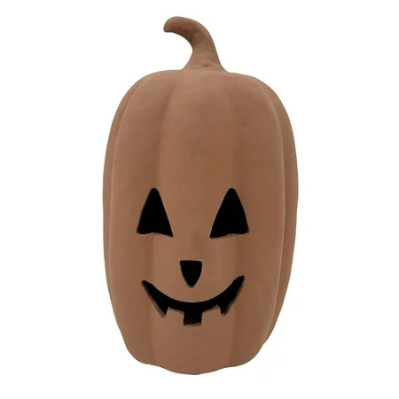 Clay Jack-o'-Lantern Tabletop Decor,Fall Decor Halloween Decorations Handmade Terracotta Pumpkin Outdoor ,Halloween Artisanal Kiln-Fired Pumpkin with Hand-Carved Details(Brown,6.29 inch) | Walmart (US)