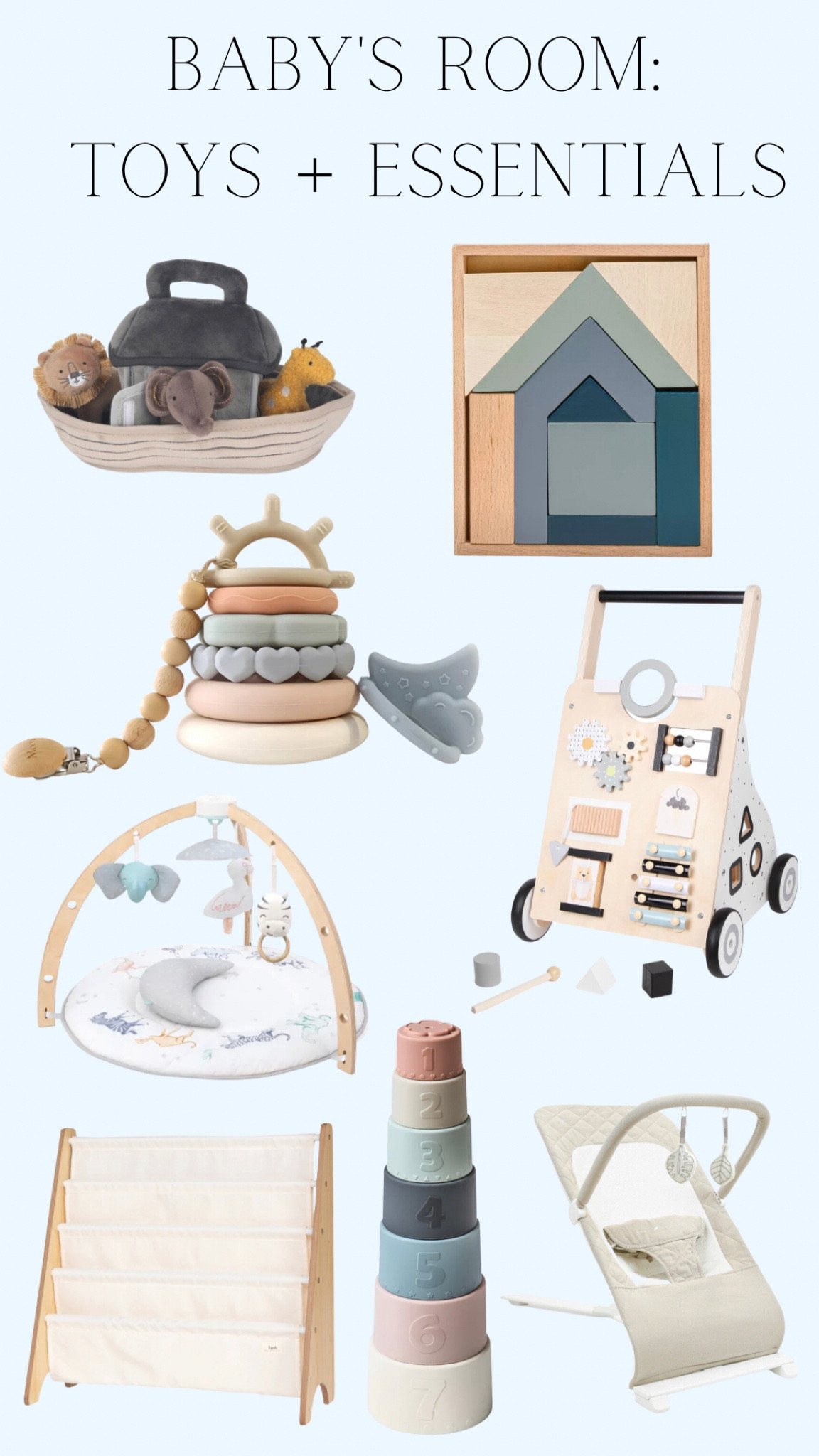 Babies room: toys and essentials! Baby boy, baby girl, play mat, stuffed animals, and toys that are great for brain development 🩵🤍

#LTKfamily #LTKkids #LTKbaby