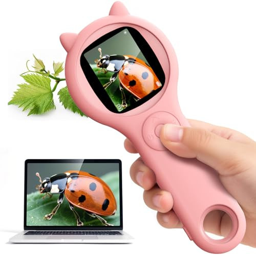 Portable Handheld Mini Digital Microscope for Kids - Educational Science Toys, Christmas & Birthday Gifts for Age 5 6 7 8 9 10 11 12 Girls & Boys (Pink) | Amazon (US)