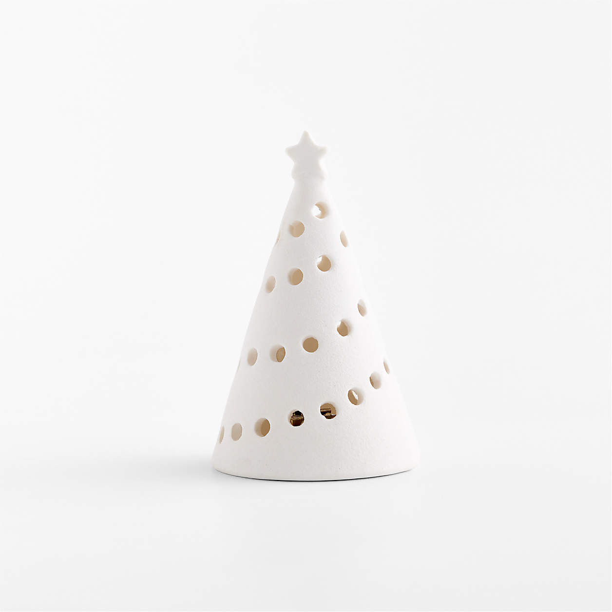 Pre-lit LED White Textured Christmas Tree, Extra Small 4.5" | Crate & Barrel | Crate & Barrel