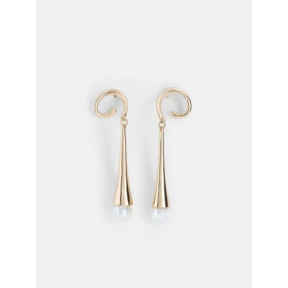 Scoop Women’s Gold Tone Faux Pearl Drop Earrings, 1 Pair | Walmart (US)