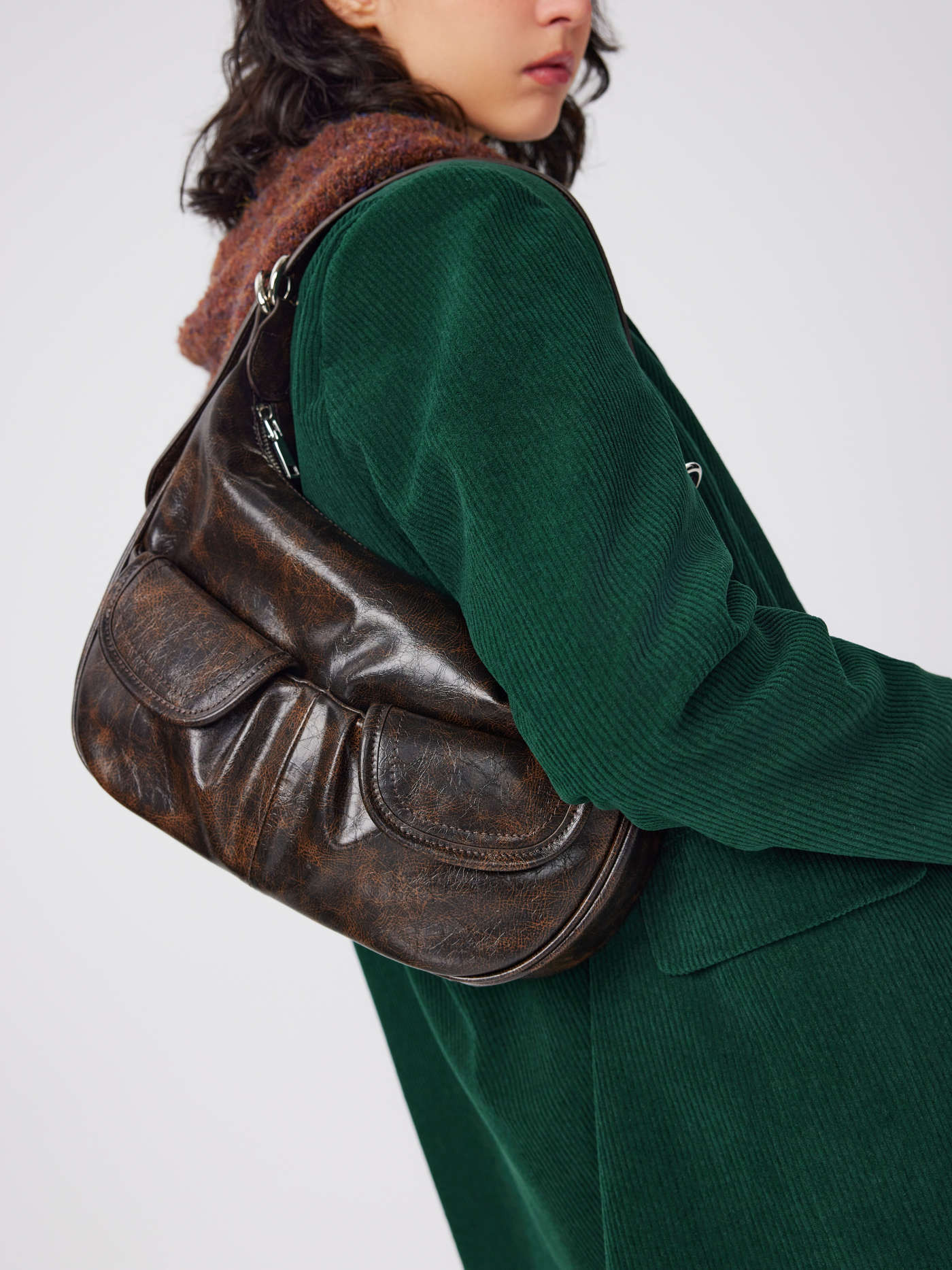 Faux Leather Pocket Shoulder Bag | Cider