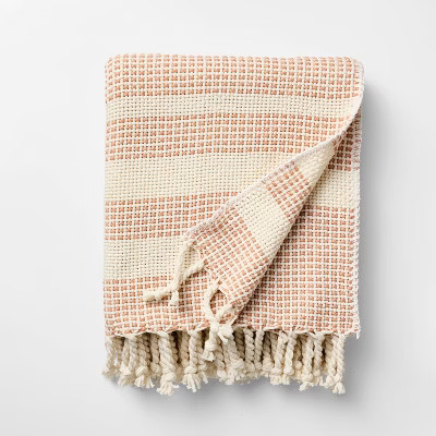 50"x60" Throw Border Stripe Woven Medium Orange and Cream - Threshold™ designed with Studio McG... | Target