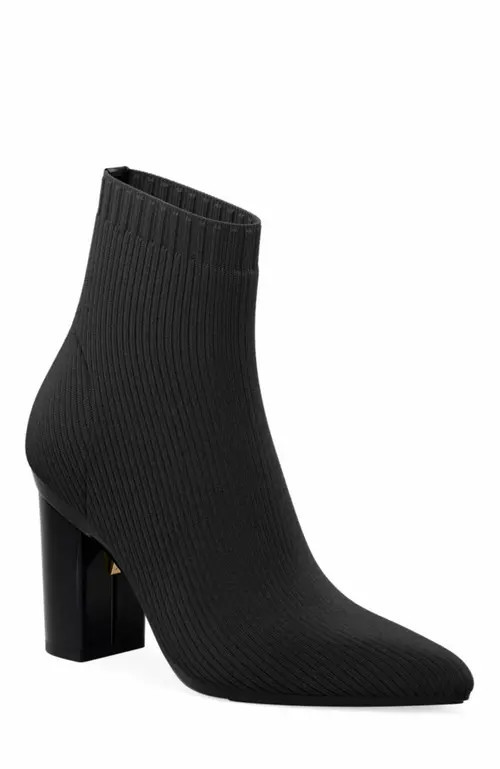 Pashion Footwear The Bootie 4"" Block Heel in Coal Knit at Nordstrom, Size 9.5 | Nordstrom