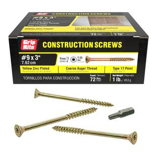 #9 x 3 in. Star Drive Dual Flat Head Coarse Thread Construction Screws 1 lb. Box | The Home Depot