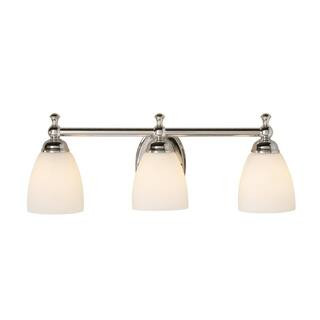 Solomone 22 in. 3-Light Traditional Polished Chrome Bathroom Vanity Light with Opal Glass Shades | The Home Depot