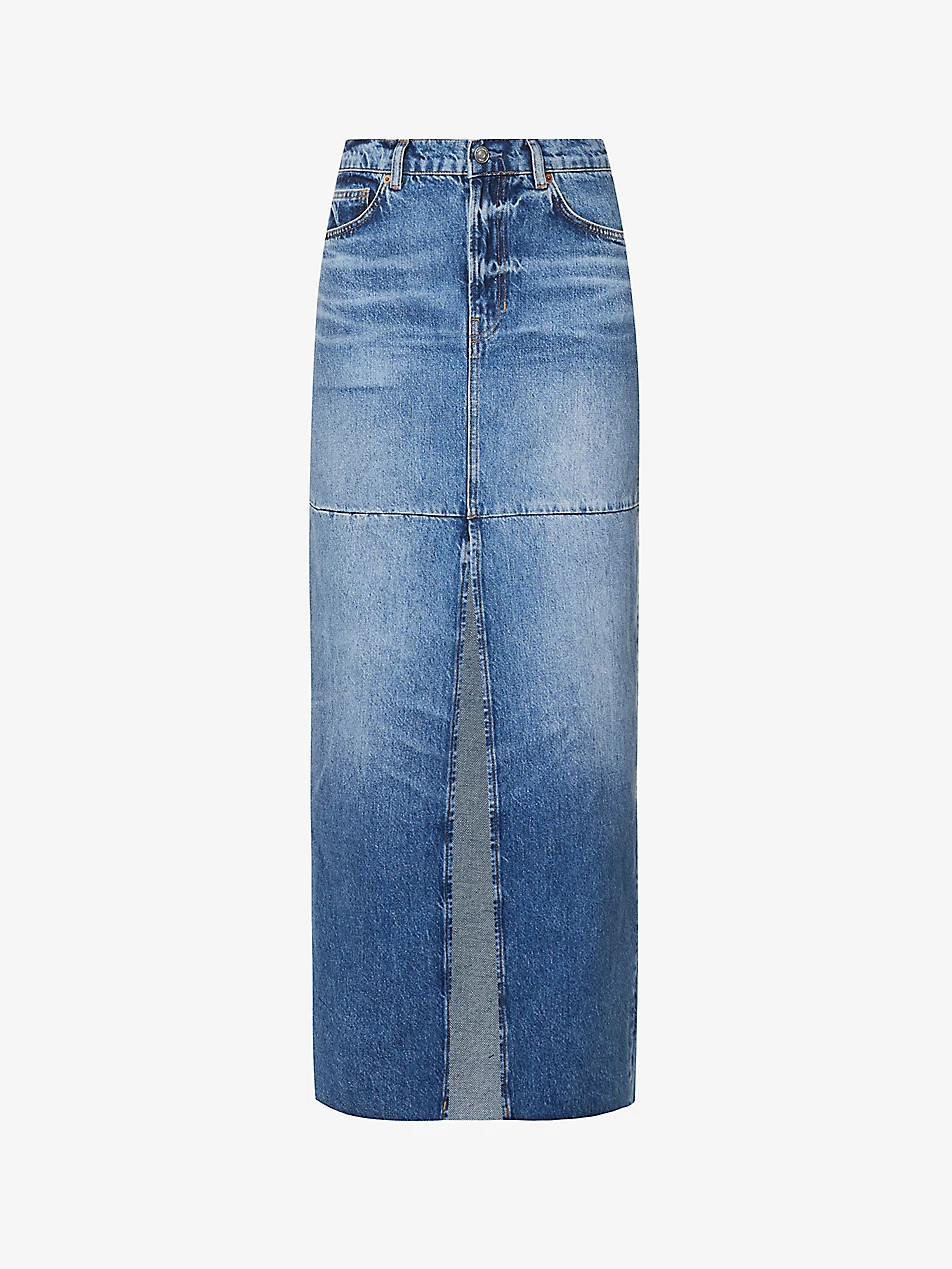 Tazz mid-rise contrast-stitched regular-fit denim maxi dress | Selfridges