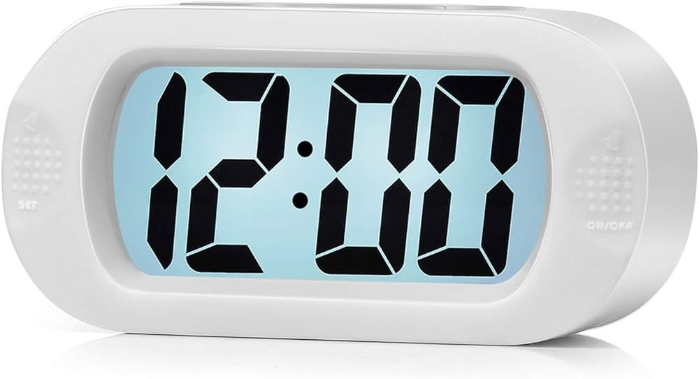 Plumeet Digital Alarm Clock Travel Clock with Snooze and Nightlight - Easy to Set Simple Bedside ... | Amazon (US)