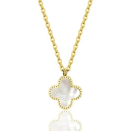 HighSpark Clover Necklaces for Women | Four Leaf Clover Necklace Pendant | Lovely Gift - White | Amazon (US)