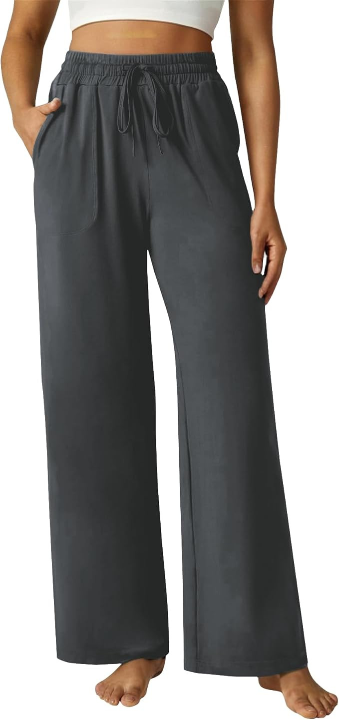 DLOODA Wide Leg Pants Women Modal Lounge Pajamas Sweatpants Drawstring High Waisted Pants with Po... | Amazon (US)