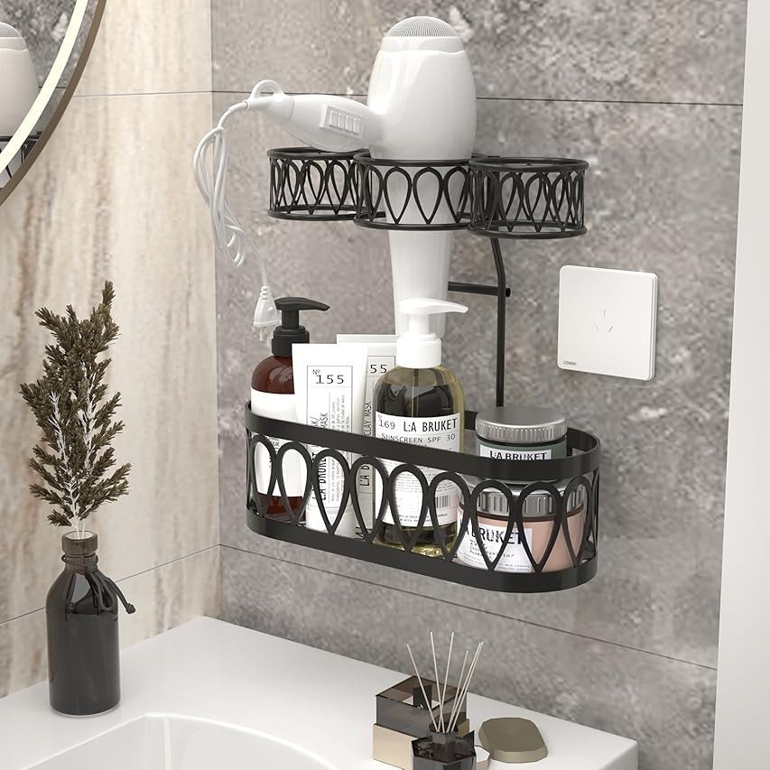 mDesign Metal Wire Cabinet/Wall Mount Hair Care & Styling Tool Organizer - Bathroom Storage Basket f | Amazon (US)