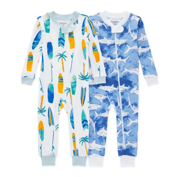 Hang Ten Organic Cotton Snug Fit Pajamas 2 Pack Set - 12 Months | Burts Bees Baby