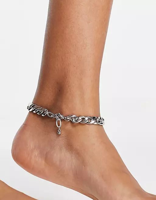 DesignB London curb chain anklet in silver tone | ASOS (Global)