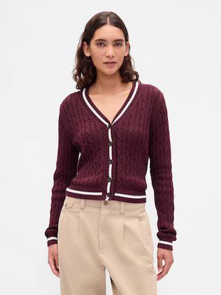 100% Cotton Cable-Knit Cardigan | Gap (CA)
