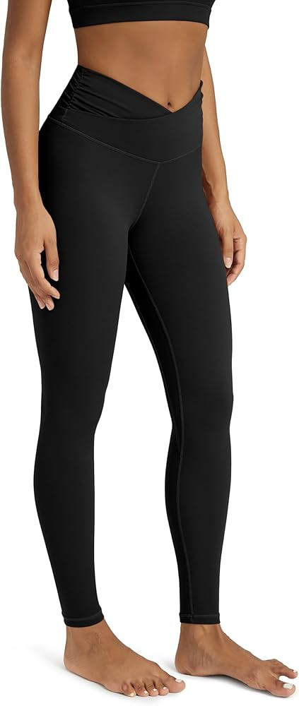 ODODOS Women's Cross Waist Yoga Leggings with Inner Pocket, 23"/25"/28" Gathered Crossover Workou... | Amazon (US)
