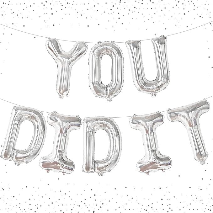 KatchOn, Silver You Did It Balloon Banner - 16 Inch, Silver Graduation Banner | Graduation Balloo... | Amazon (US)