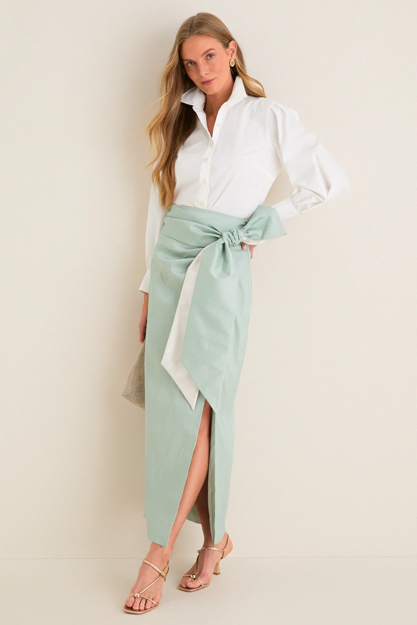 Sage Taffeta Angelise Tie Skirt | Tuckernuck (US)