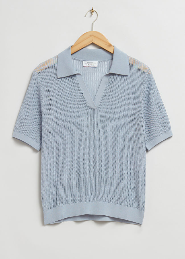 Lockeres Poloshirt aus Pointelle-Strick | & Other Stories (DE + FR)
