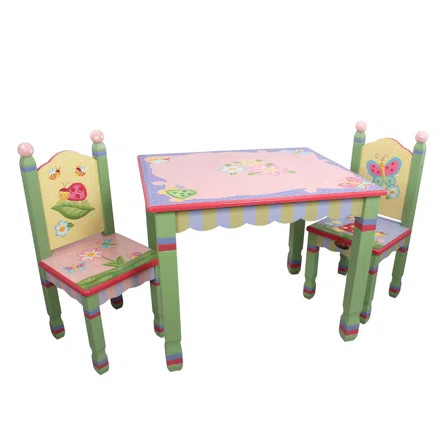 Fantasy Fields by Teamson Kids Magic Garden Kids 3 Piece Rectangular Table and Chair Set | Wayfai... | Wayfair North America