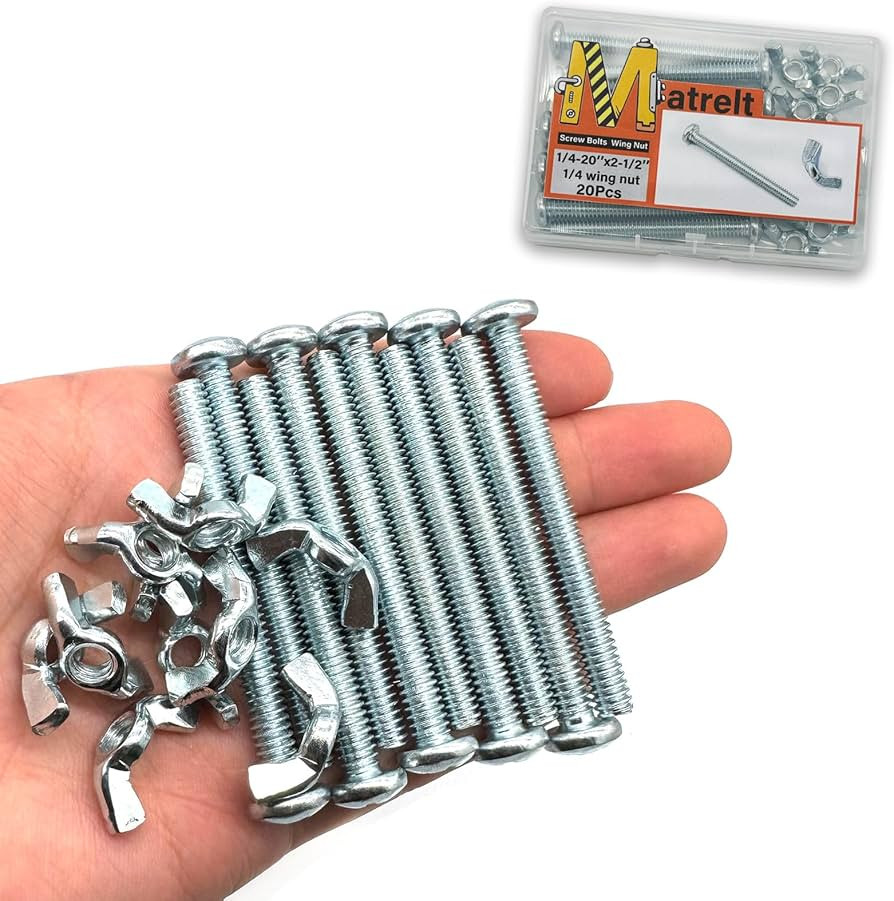 20Pack 1/4"-20 x2-1/2 Screw Bolts and Wing Nut Kit 10pcs Machine Screws with Round Head Phillips ... | Amazon (US)