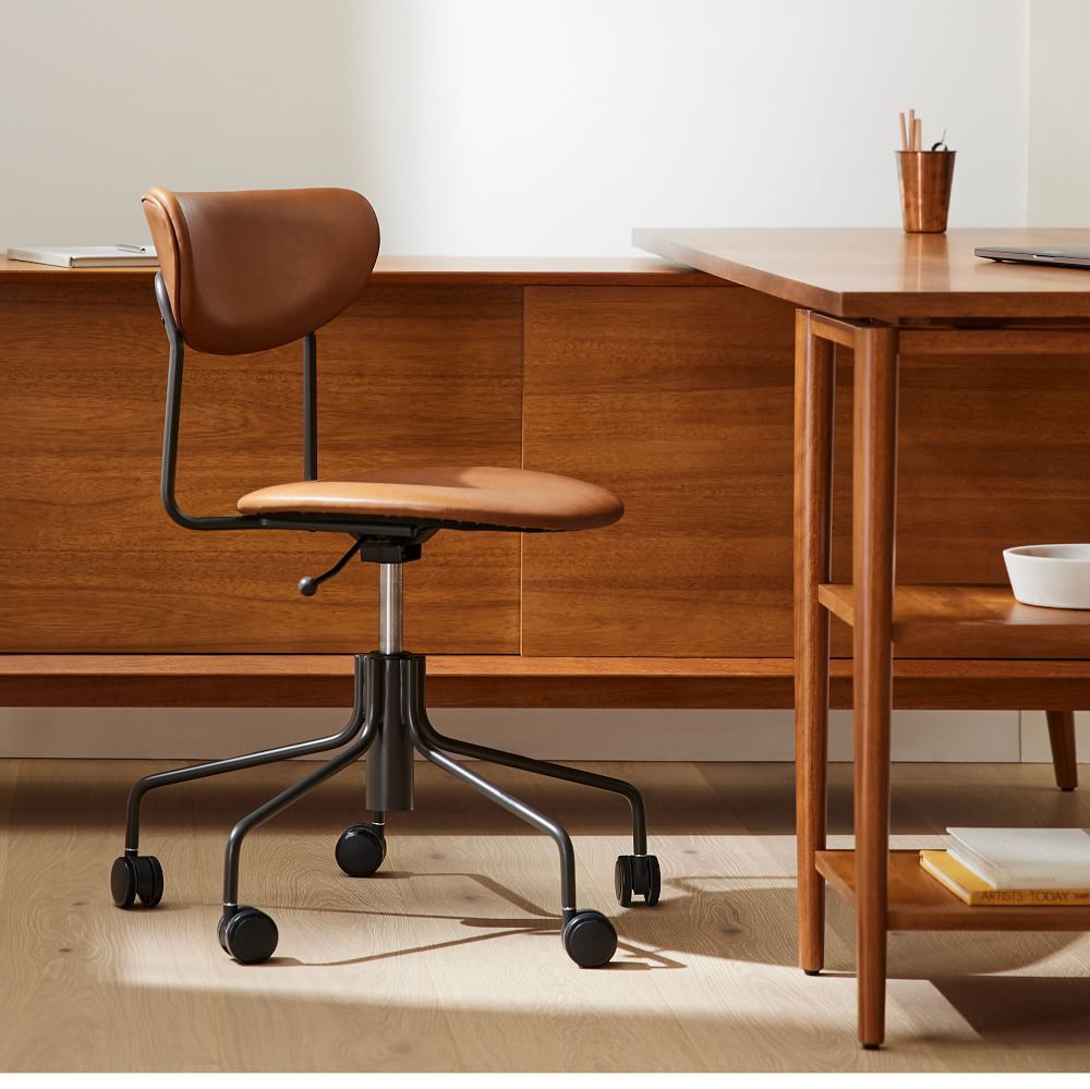 Petal Leather Swivel Office Chair | West Elm (US)