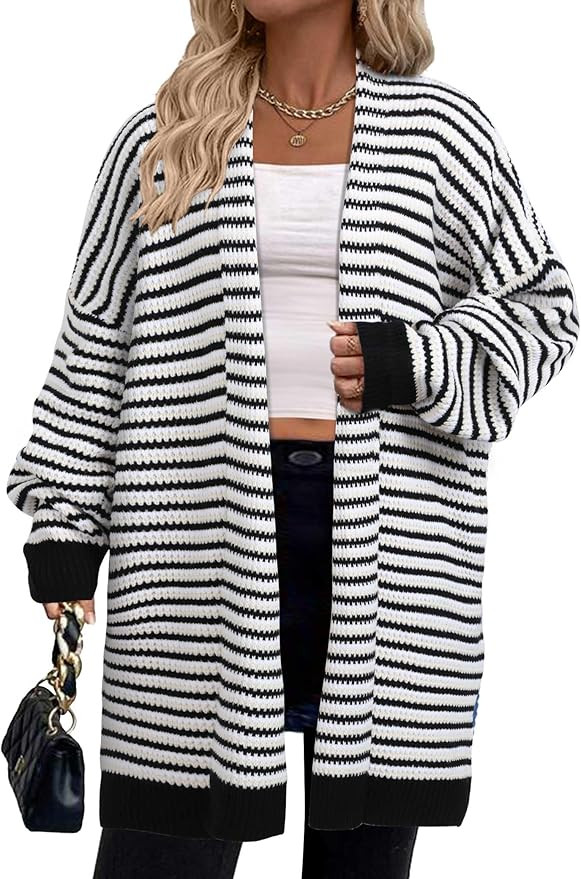 Oversized Cardigan Sweaters for Women Waffle Knit Plus Size Cardigans Open Front Chunky Sweater L... | Amazon (US)