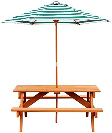 Gorilla Playsets 02-3003 Children's Wooden Picnic Table with Umbrella, Brown | Amazon (US)