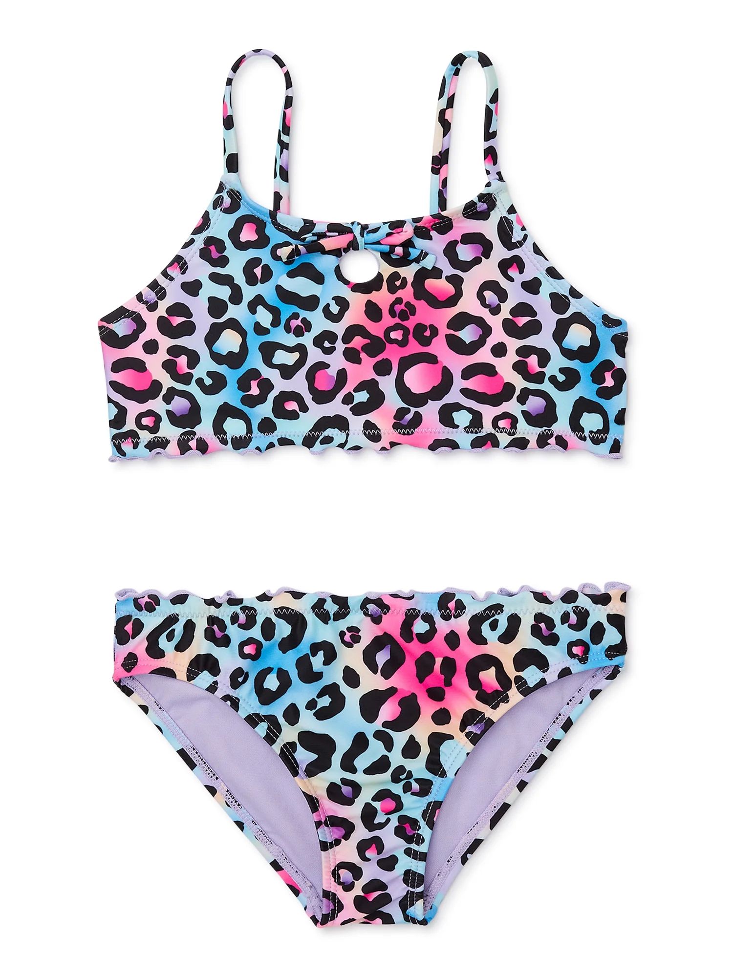 Wonder Nation Girls Leopard Bikini Swimsuit with UPF 50, Sizes 4-18 | Walmart (US)
