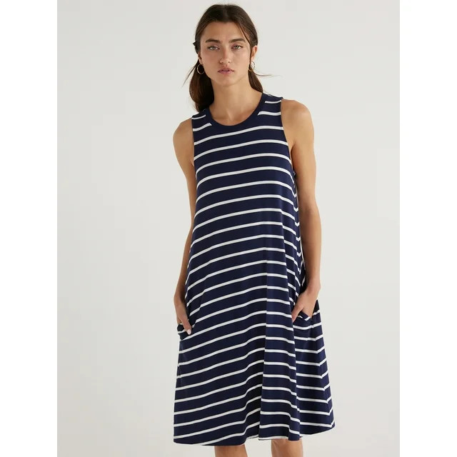 Time and Tru Women's Sleeveless Knit Swing Dress, Sizes XS-XXXL - Walmart.com | Walmart (US)