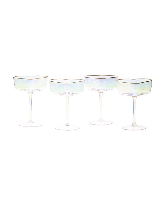 Set Of 4 Hammered Luster Coupe Glasses | TJ Maxx