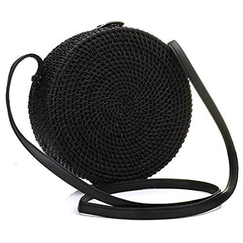 Hurber Women's Woven Bag Round Handmade Woven Shoulder Bag Cross Body Handmade Rattan Bag | Amazon (US)