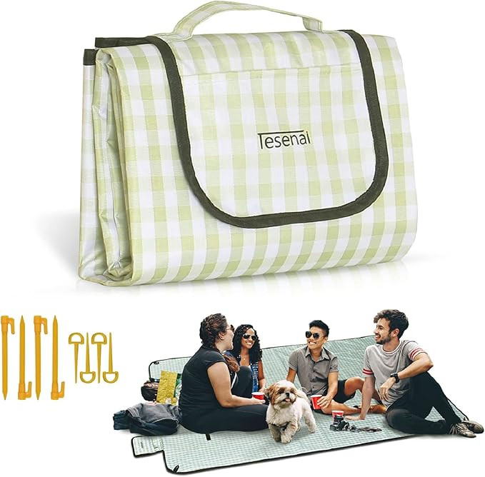TESENAI Waterproof Extra Large Beach Picnic Blankets - Compact Foldable and Portable Windproof Ma... | Amazon (US)